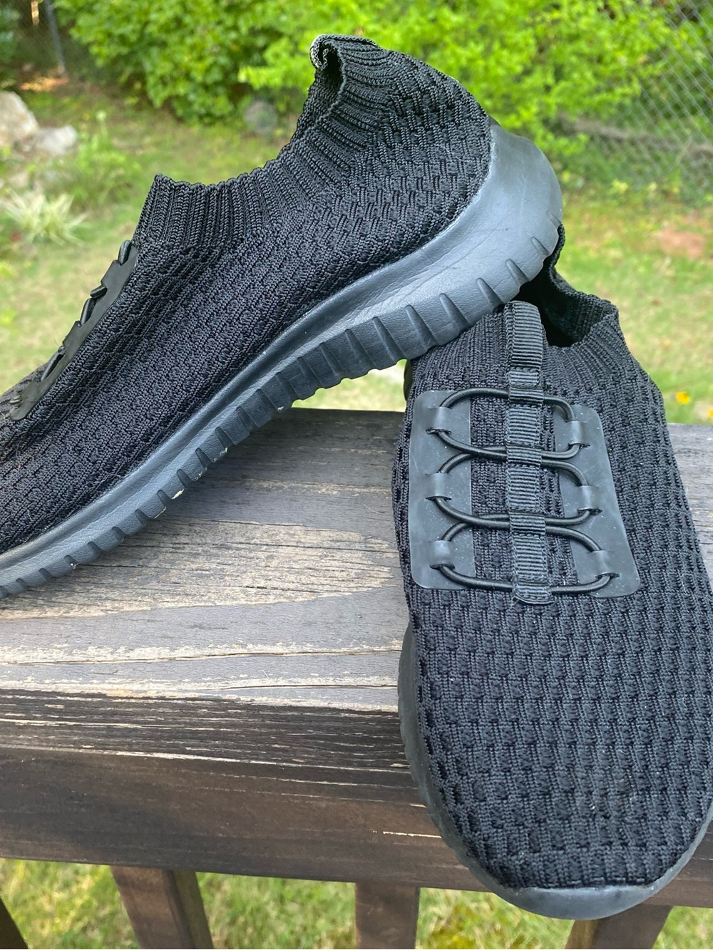 Women's Black Knit Slip-On Athletic Shoes